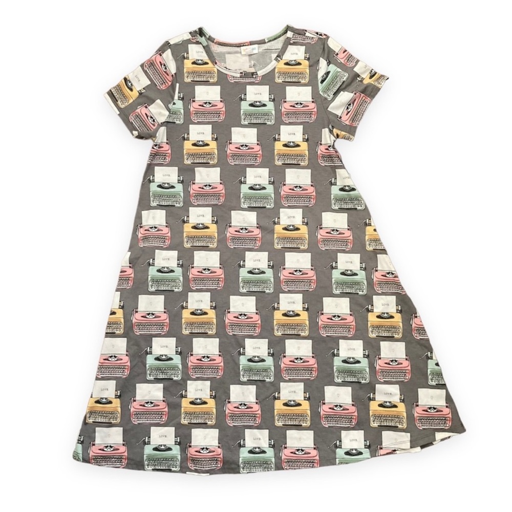 Lularoe Jessie typewriters swing dress XS